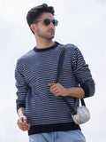 Campus Sutra Contrast Textured Knit Sweater