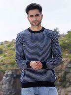Campus Sutra Contrast Textured Knit Sweater