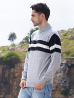 Campus Sutra Men's Relaxed Horizontal Striped Pullover Sweater