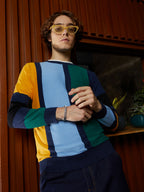 Campus Sutra Contrast Panel Pullover Sweater