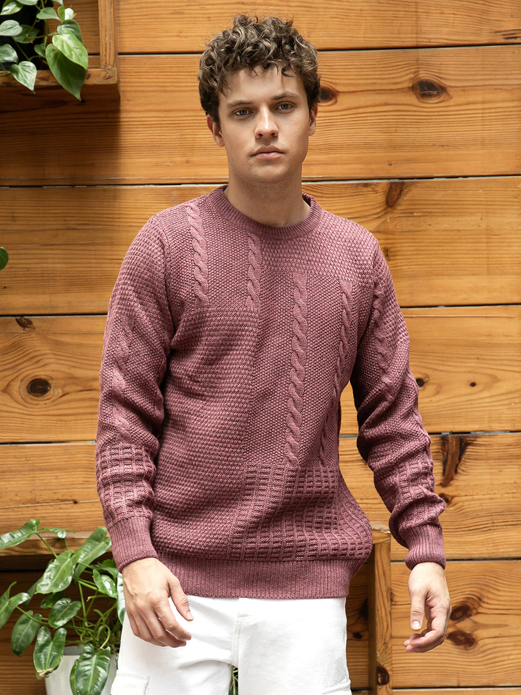 Campus Sutra Twist-Knit Pullover Sweater