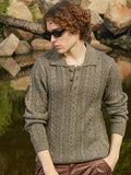 Campus Sutra Braid-Knit Collared Sweater