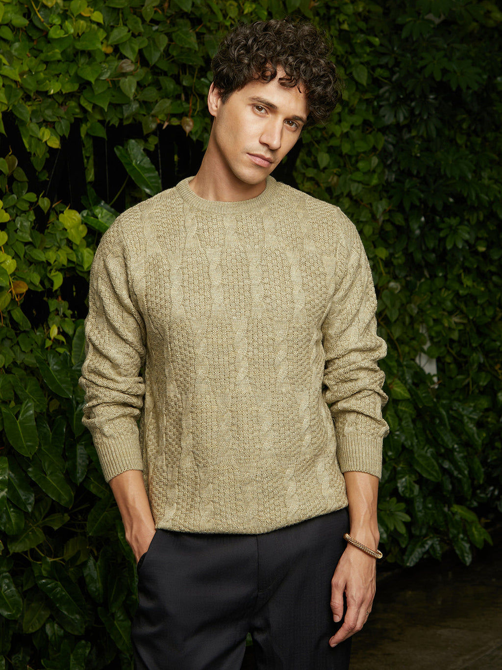 Campus Sutra Twist-Knit Pullover Sweater