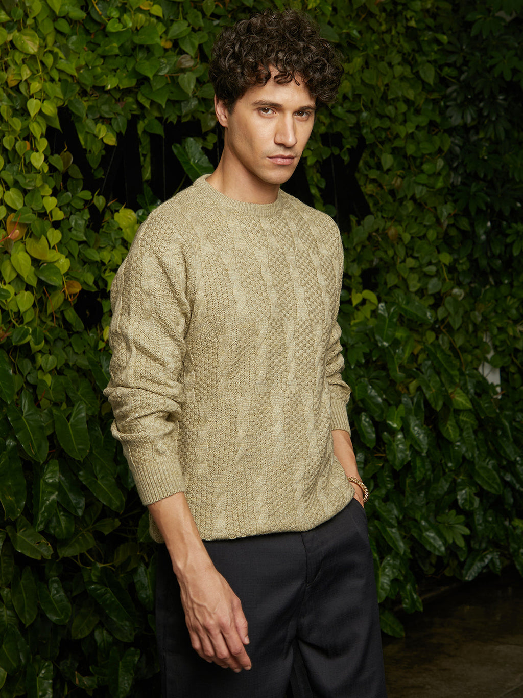 Campus Sutra Twist-Knit Pullover Sweater