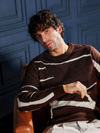 Campus Sutra Mono-Abstract Pullover Sweater