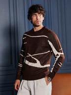 Campus Sutra Mono-Abstract Pullover Sweater