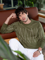 Campus Sutra Zigzag-Jacquard Pullover Sweater