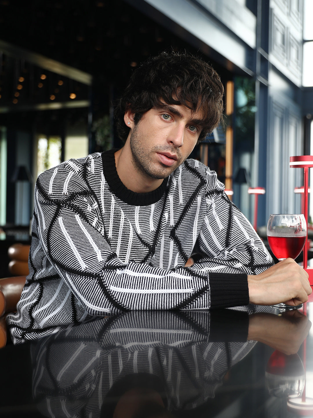 Campus Sutra Tenoch-Jacquard Pullover Sweater