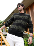 Campus Sutra Ditsy-Panel Pullover Sweater