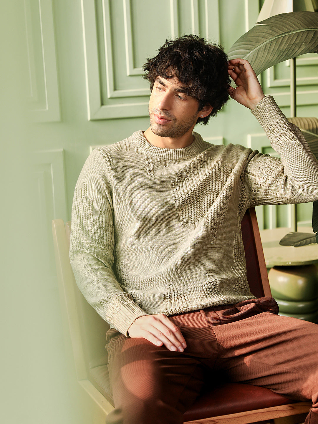 Campus Sutra Drip-Jacquard Pullover Sweater