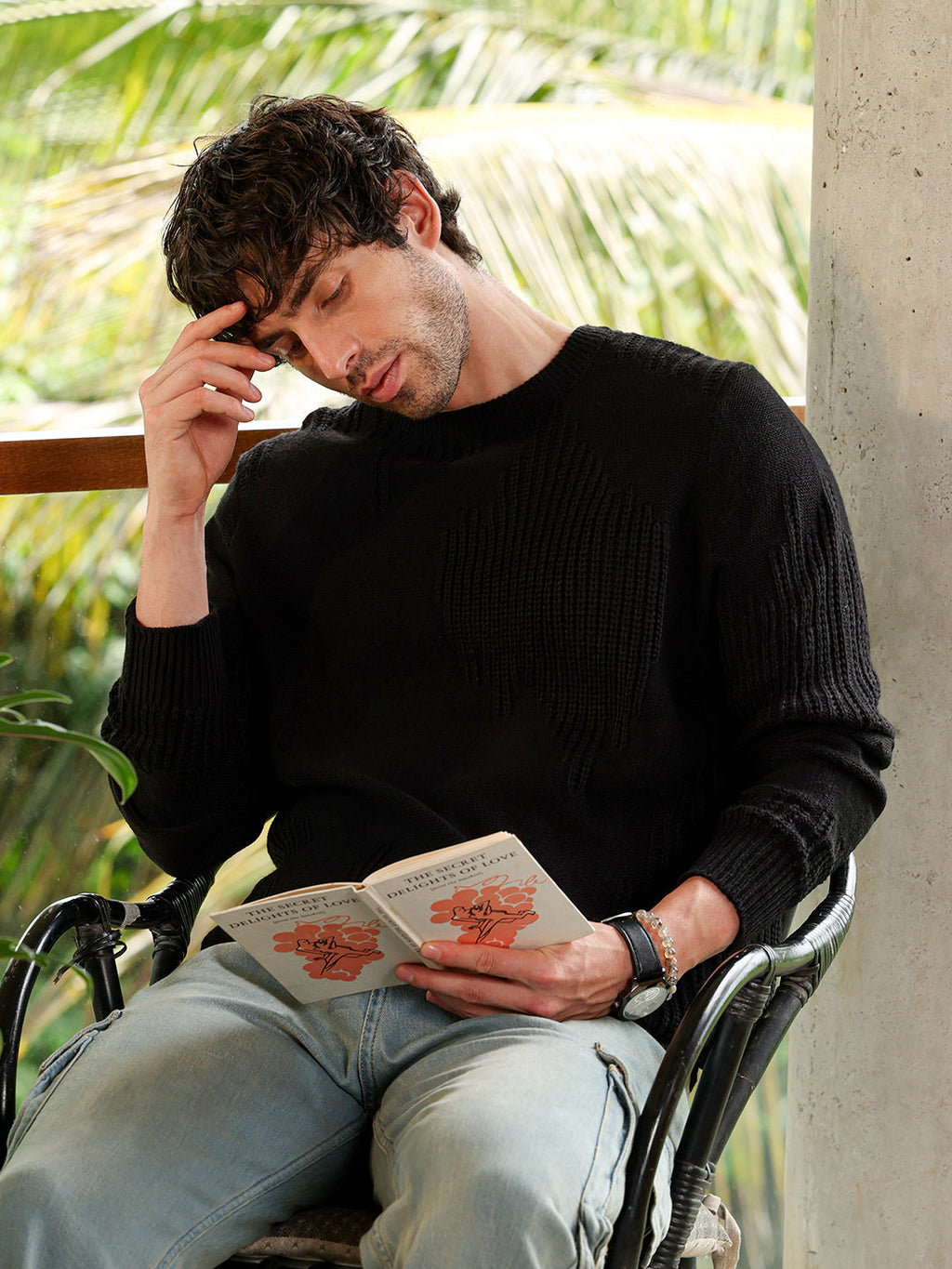 Campus Sutra Drip-Jacquard Pullover Sweater