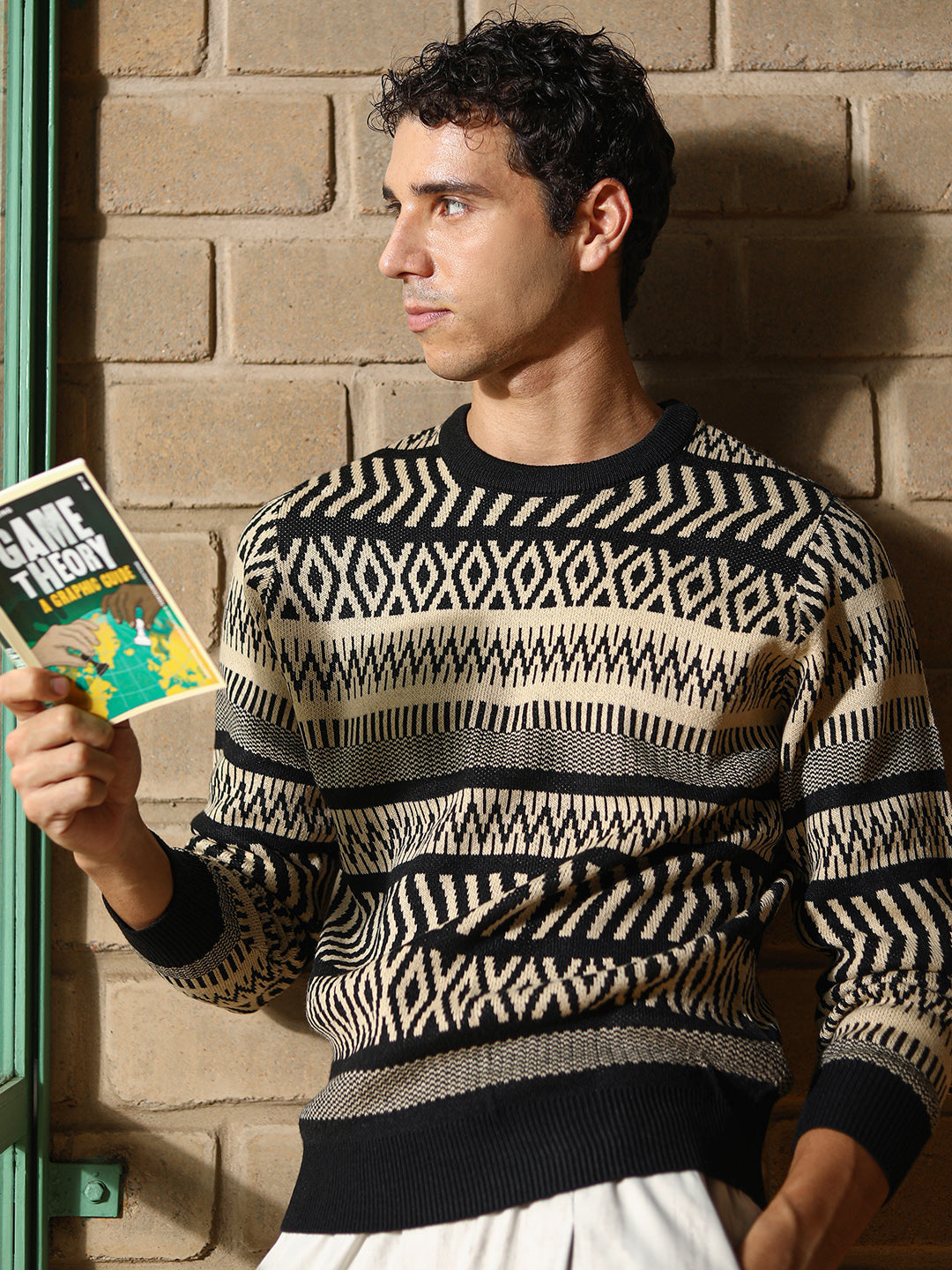 Campus Sutra Scandi-Jacquard Pullover Sweater