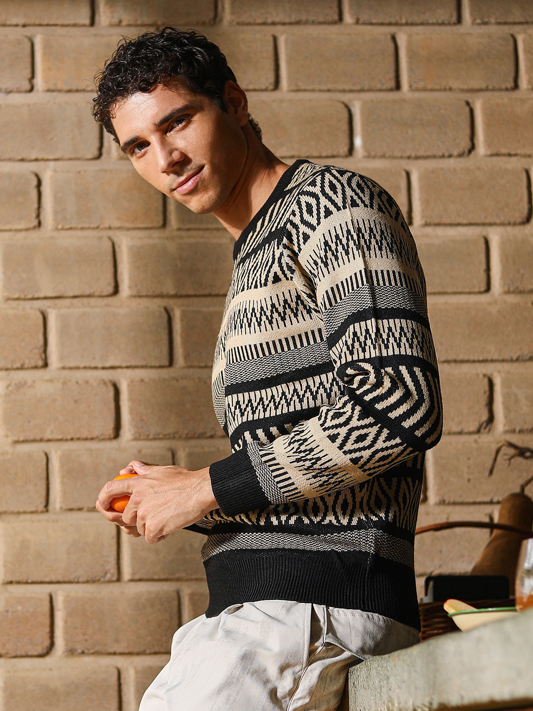 Campus Sutra Scandi-Jacquard Pullover Sweater