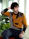 Campus Sutra Abstraction-Jacquard Pullover Sweater