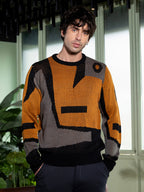 Campus Sutra Abstraction-Jacquard Pullover Sweater