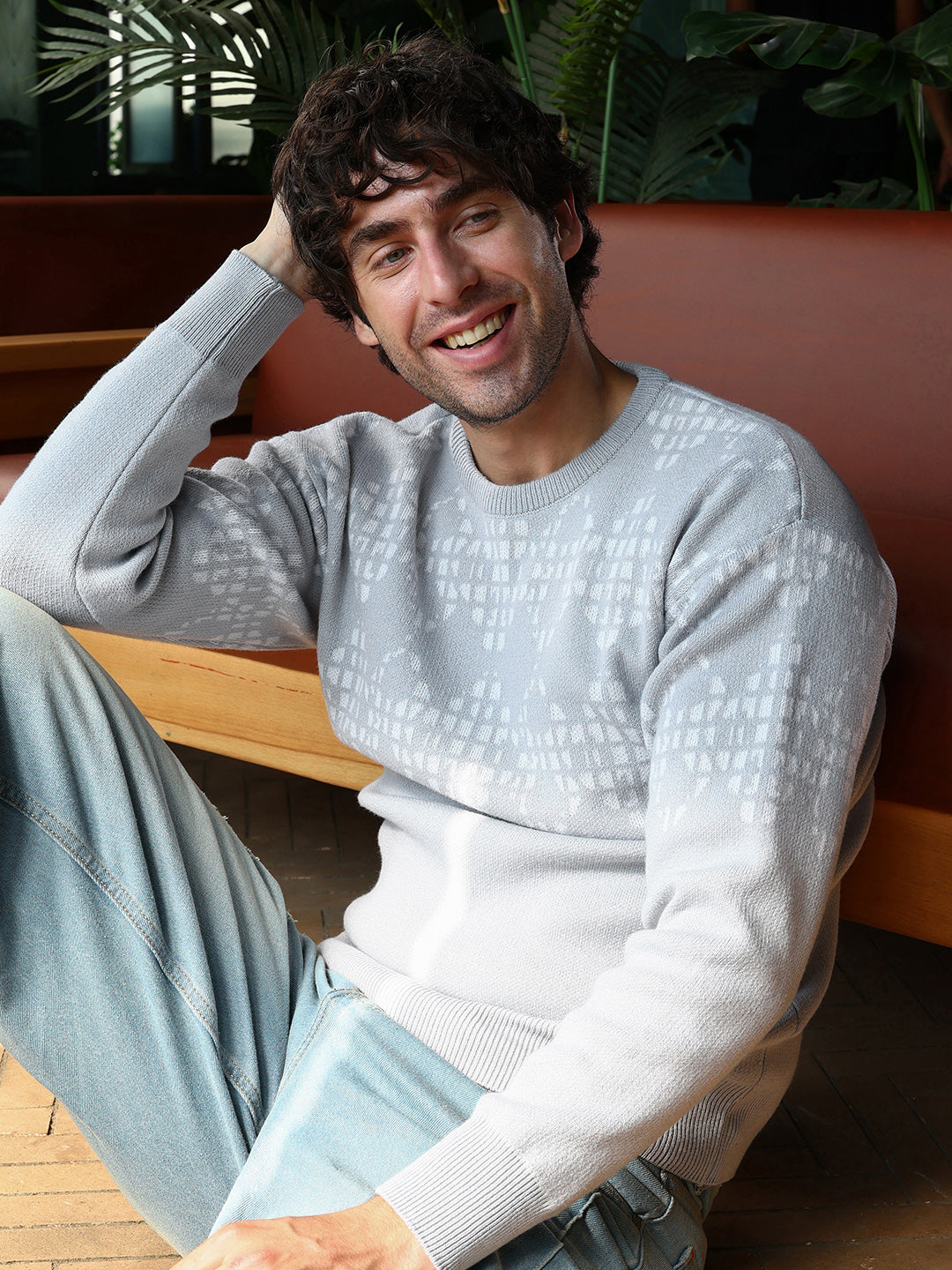 Campus Sutra Geometric-Block Imprint Pullover Sweater