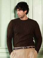 Campus Sutra Geo-Gradient Jacquard Pullover Sweater
