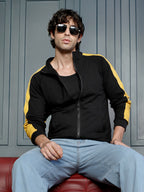 Campus Sutra Side-Panelled Zip-Front Sweatshirt