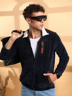 Campus Sutra Zip-Front Cable Knit Jacket