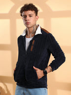 Campus Sutra Zip-Front Cable Knit Jacket