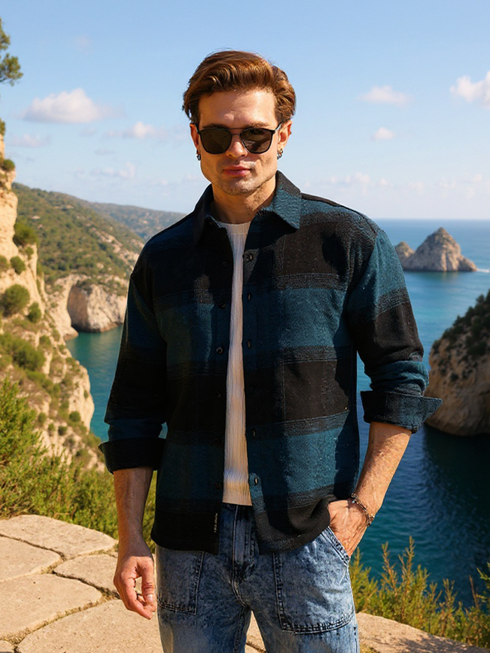 Campus Sutra Vignette-Checkered Oversized Shirt