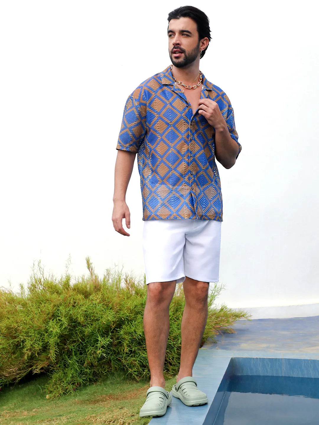 Campus Sutra Geometric Block Oversized Shirt