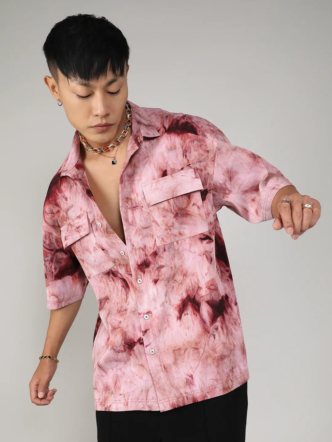 Campus Sutra Tie-Dye Utility Oversized Shirt
