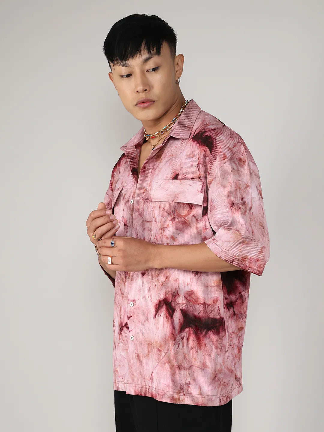 Campus Sutra Tie-Dye Utility Oversized Shirt