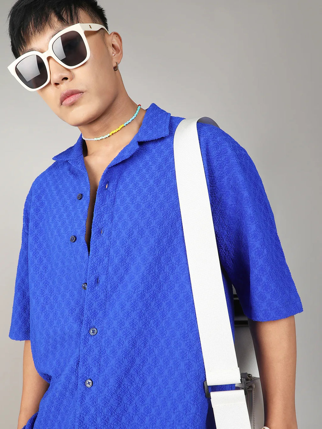 Campus Sutra Textured Geometric Oversized Shirt