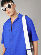 Campus Sutra Textured Geometric Oversized Shirt