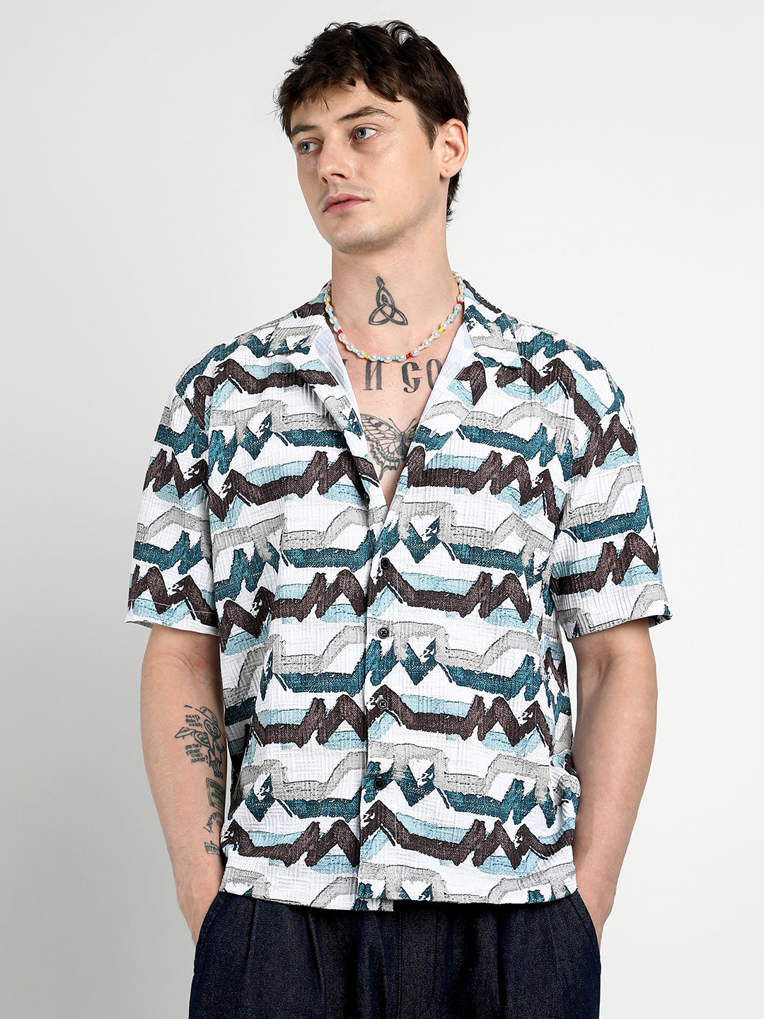 Campus Sutra Oversized Line Strokes Shirt
