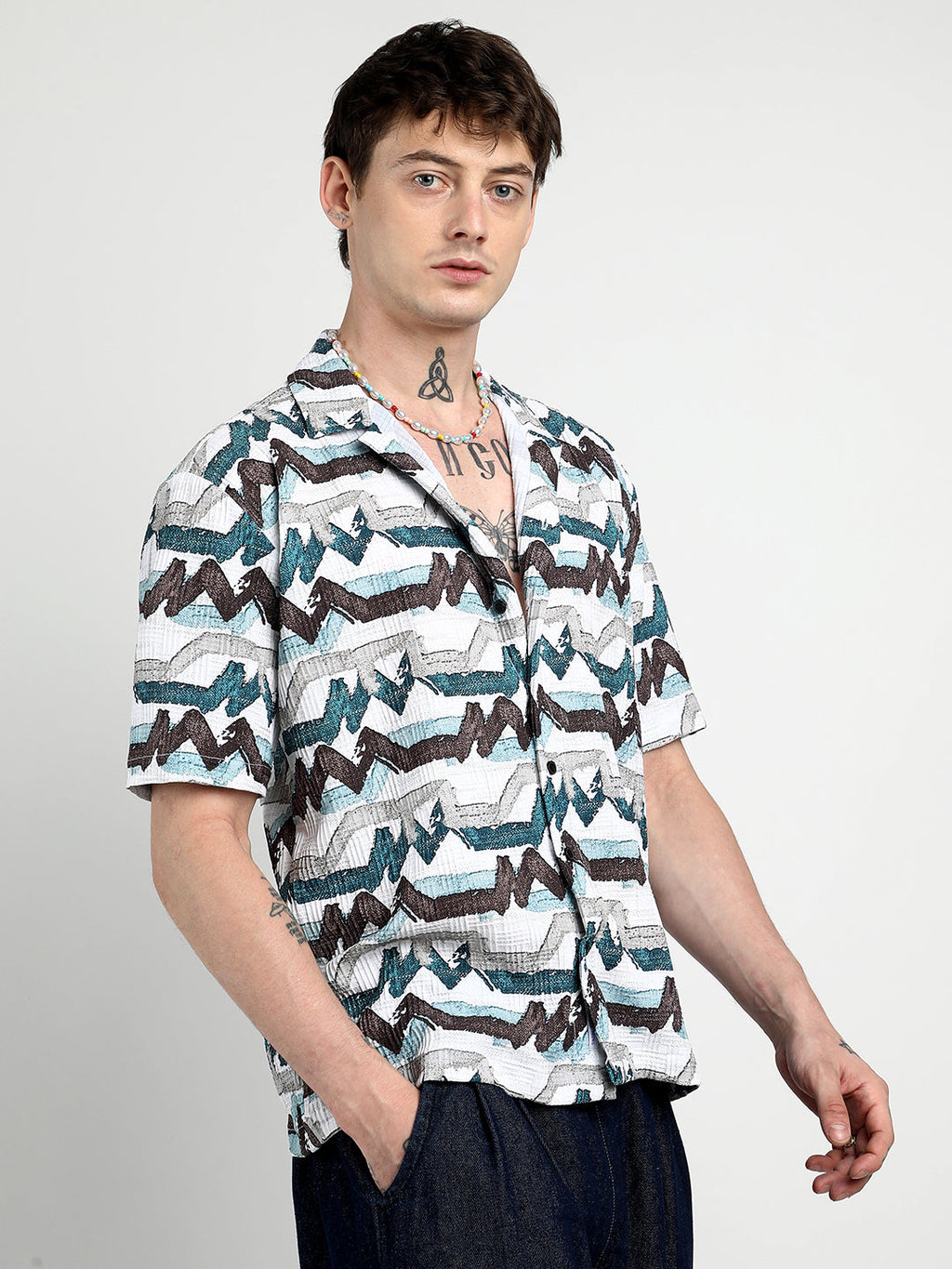Campus Sutra Oversized Line Strokes Shirt