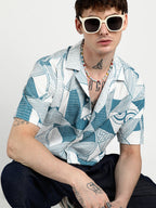 Campus Sutra Oversized Geometric Lined Shirt