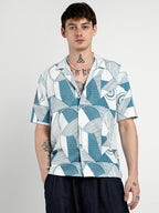 Campus Sutra Oversized Geometric Lined Shirt