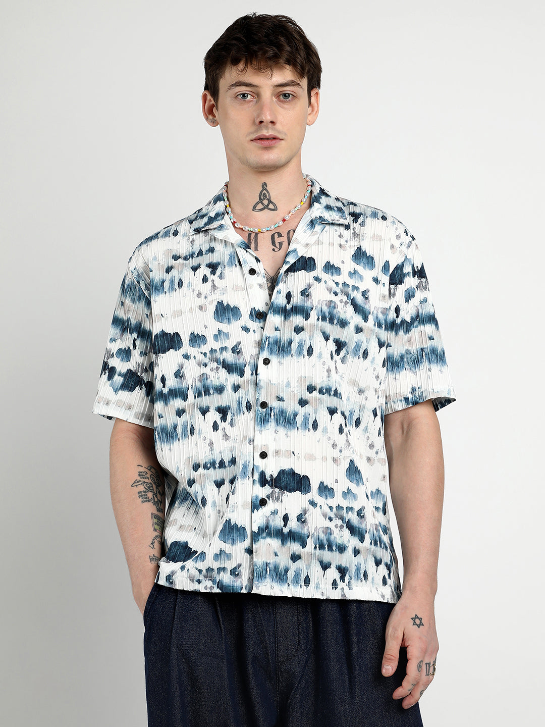 Campus Sutra Oversized Water Strokes Shirt