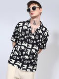 Campus Sutra Oversized Geometric Foliage Shirt