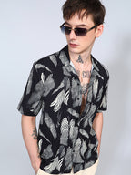 Campus Sutra Oversized Foliage Lined Shirt