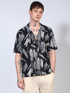Campus Sutra Oversized Foliage Lined Shirt