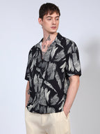 Campus Sutra Oversized Foliage Lined Shirt