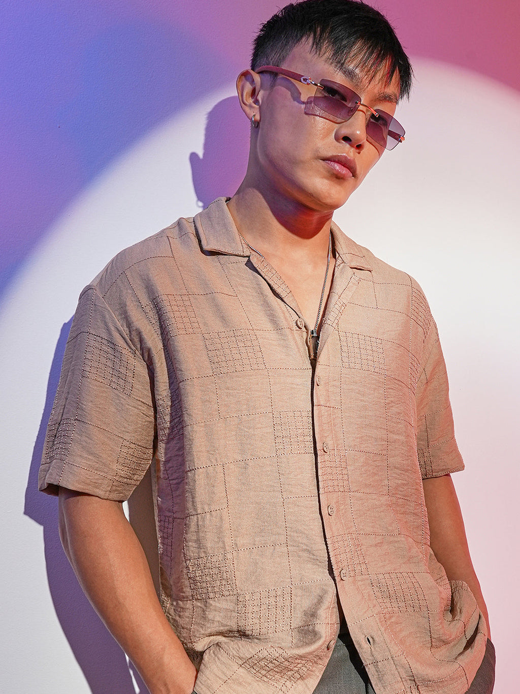 Campus Sutra Graph-Tactile Oversized Shirt