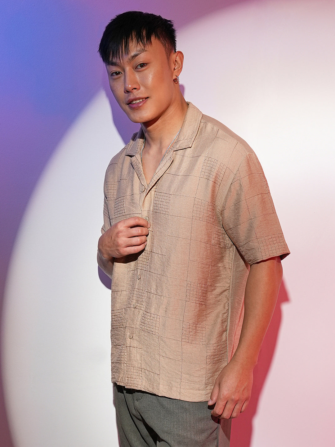 Campus Sutra Graph-Tactile Oversized Shirt