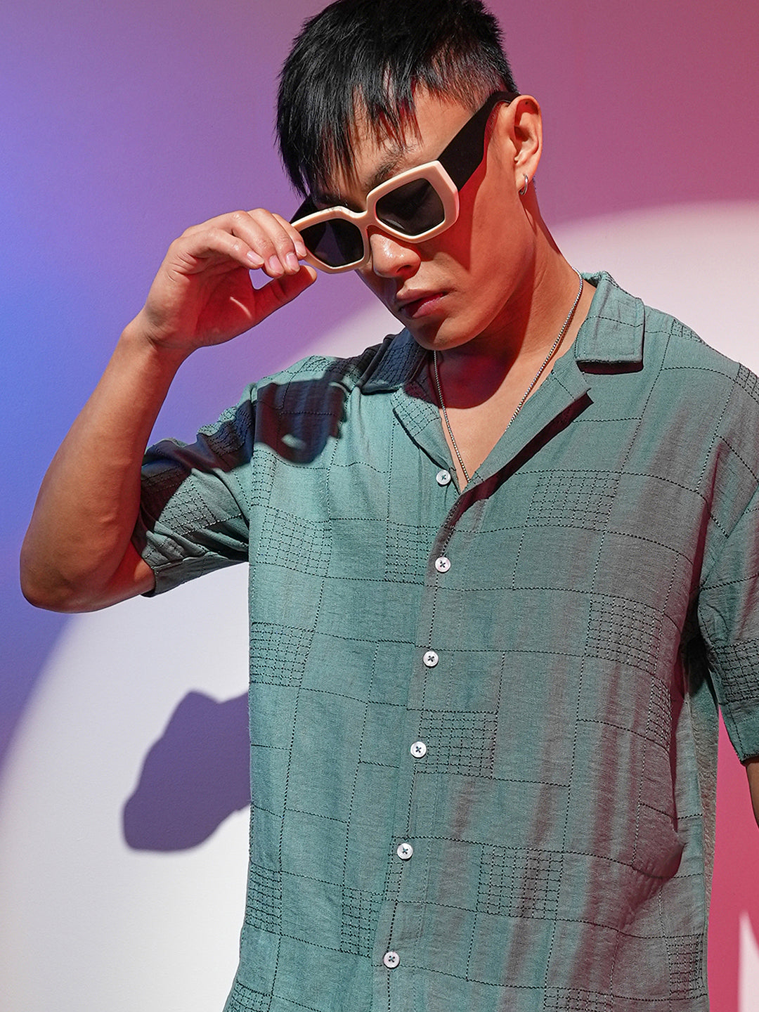 Campus Sutra Graph-Tactile Oversized Shirt