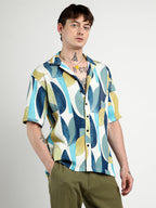 Campus Sutra Oversized Abstract Curves Shirt