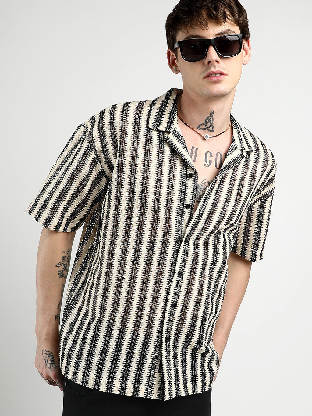 Campus Sutra Oversized Candy Striped Shirt