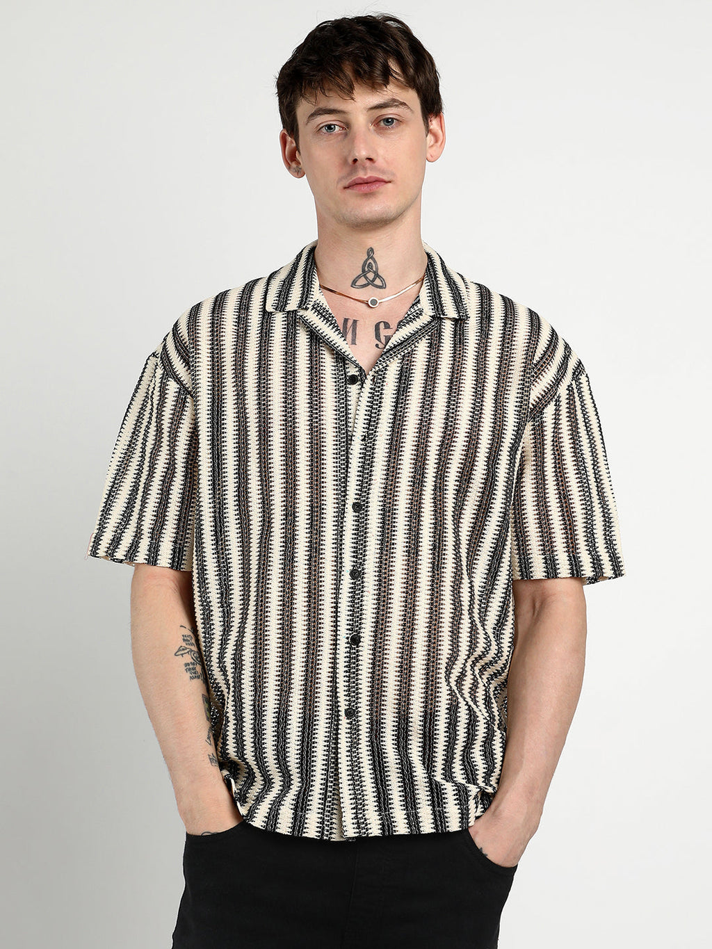 Campus Sutra Oversized Candy Striped Shirt