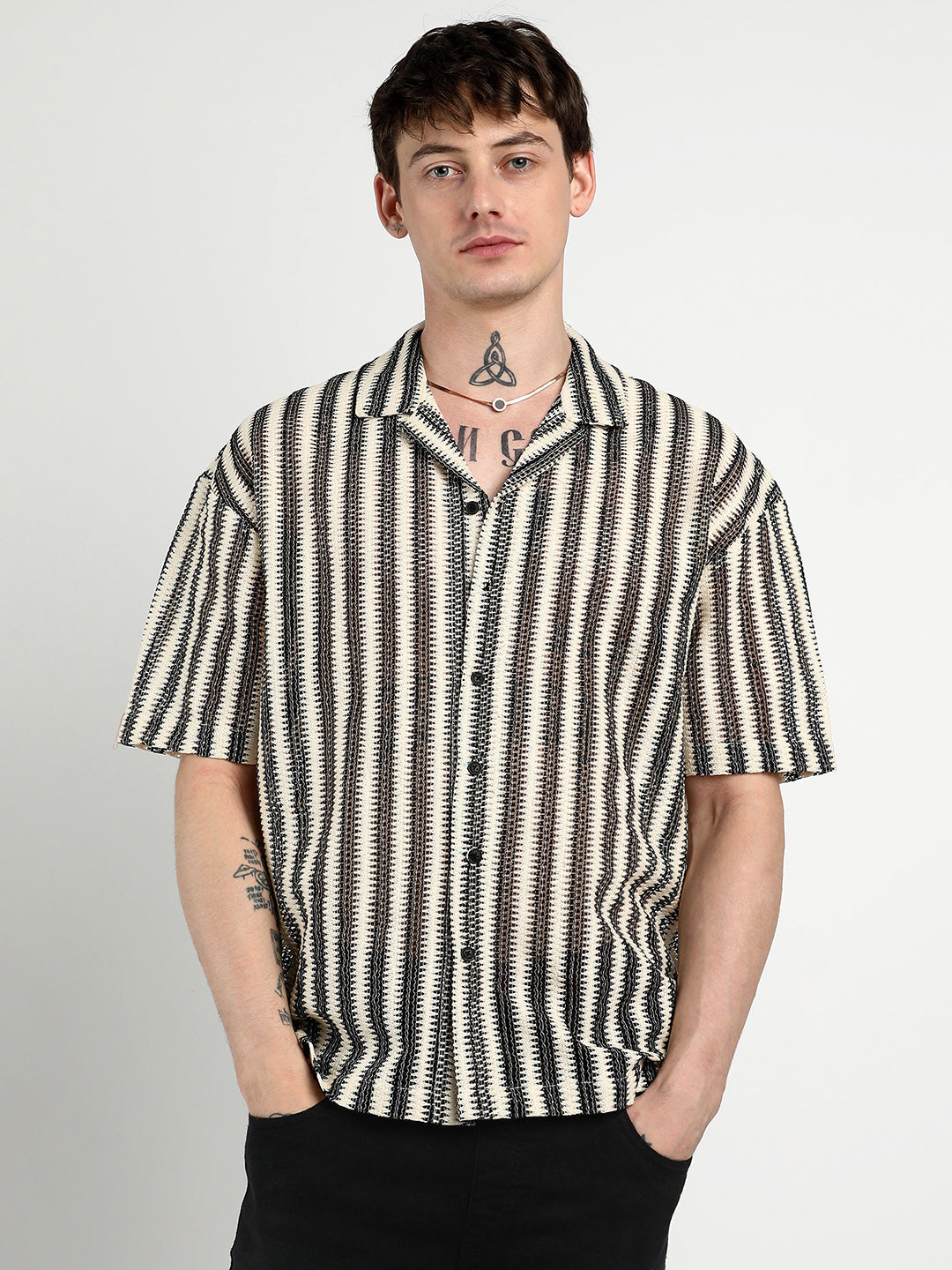 Campus Sutra Oversized Candy Striped Shirt