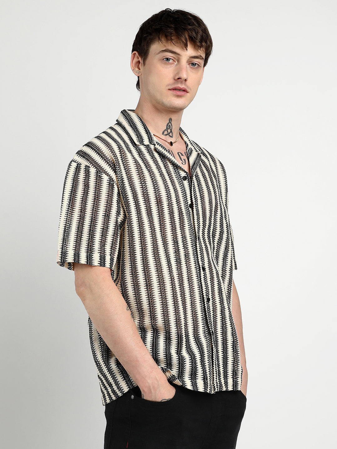 Campus Sutra Oversized Candy Striped Shirt