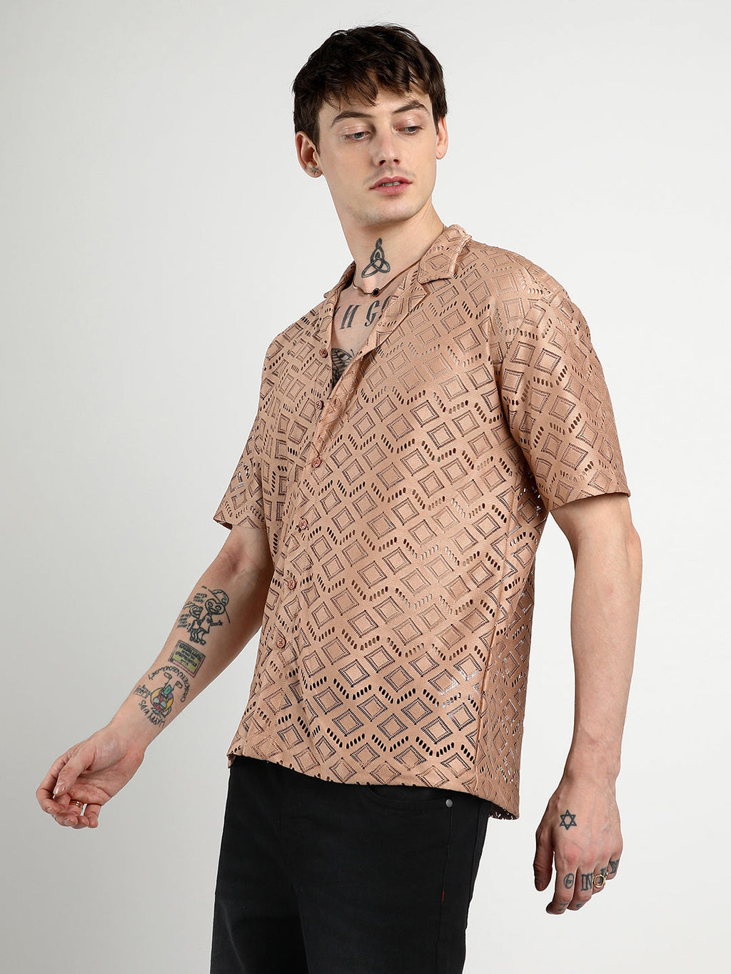 Campus Sutra Oversized Rhombus Shirt