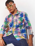 Campus Sutra Splash Check Oversized Shirt