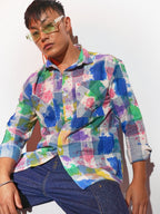 Campus Sutra Splash Check Oversized Shirt
